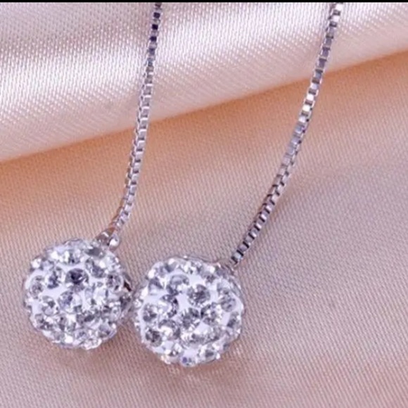 NEW 925 Sterling Long Tassel Ball Drop Earrings - Picture 7 of 15